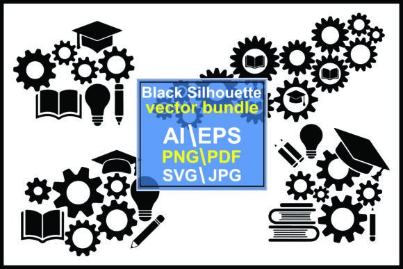 Black Education and Gear Shapes Vector Bundle