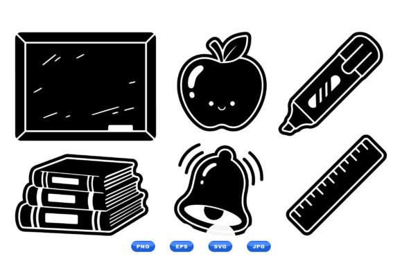 Cute School Icon Clipart Set for Education