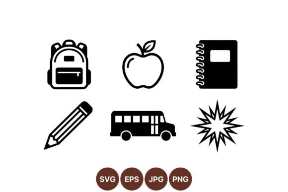 Elevating Educational Branding with the School Supplies Icon Clipart Set