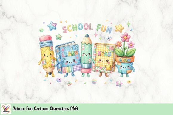 Enhancing Educational Creativity with School Fun Cartoon Characters PNG