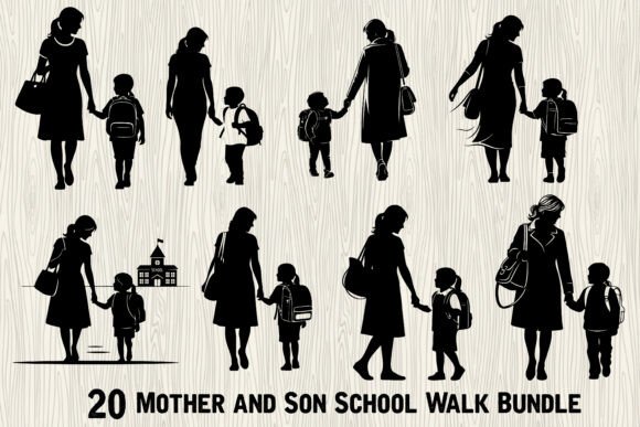 Mother and Son School Walk Bundle: Capturing Everyday Love in Design