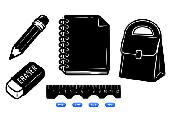 School Supplies Clipart Pack: A Bold Flat Design Resource