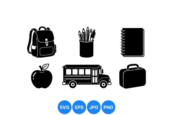 School Supplies Icon Clipart: A Practical Asset for Modern Design