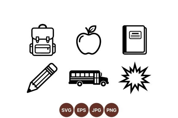 School Supplies Icon SVG Set for Designers