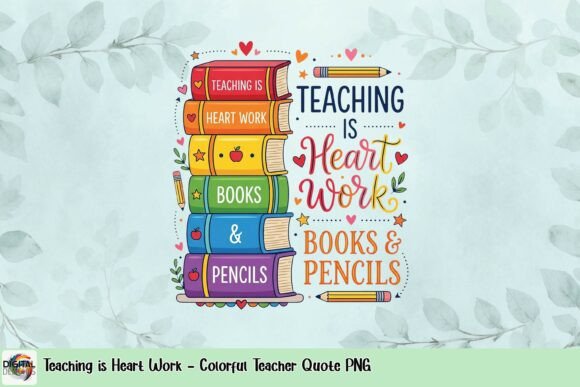 Teaching is Heart Work - Colorful Teacher Quote PNG: A Visual Tribute to Educators