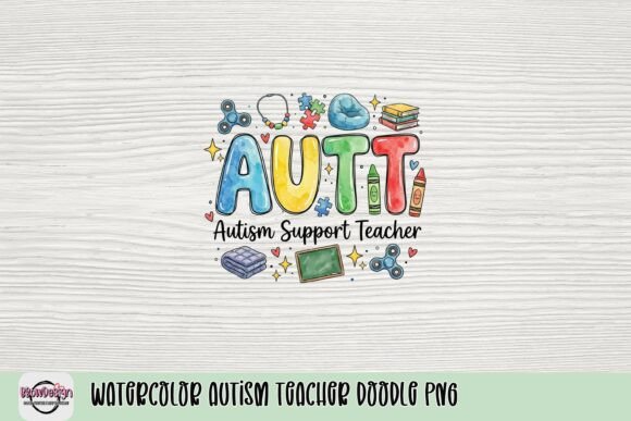 Watercolor Autism Teacher Doodle PNG: A Vibrant Tribute to Special Educators