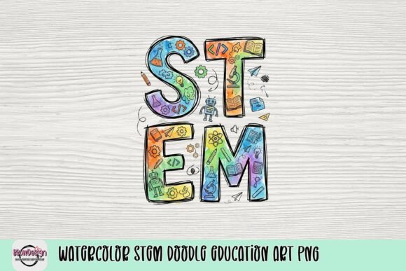 Watercolor STEM Doodle Education Art PNG: A Strategic Asset for Modern Communication